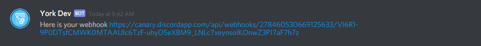 Successfully created webhook